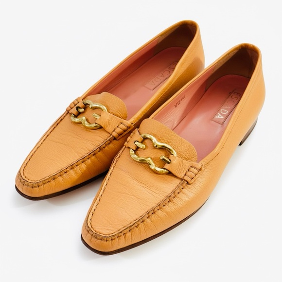 Escada Shoes - Vintage Escada Leather Penny Loafers Size 9/40 Peachy Tan Made In Italy